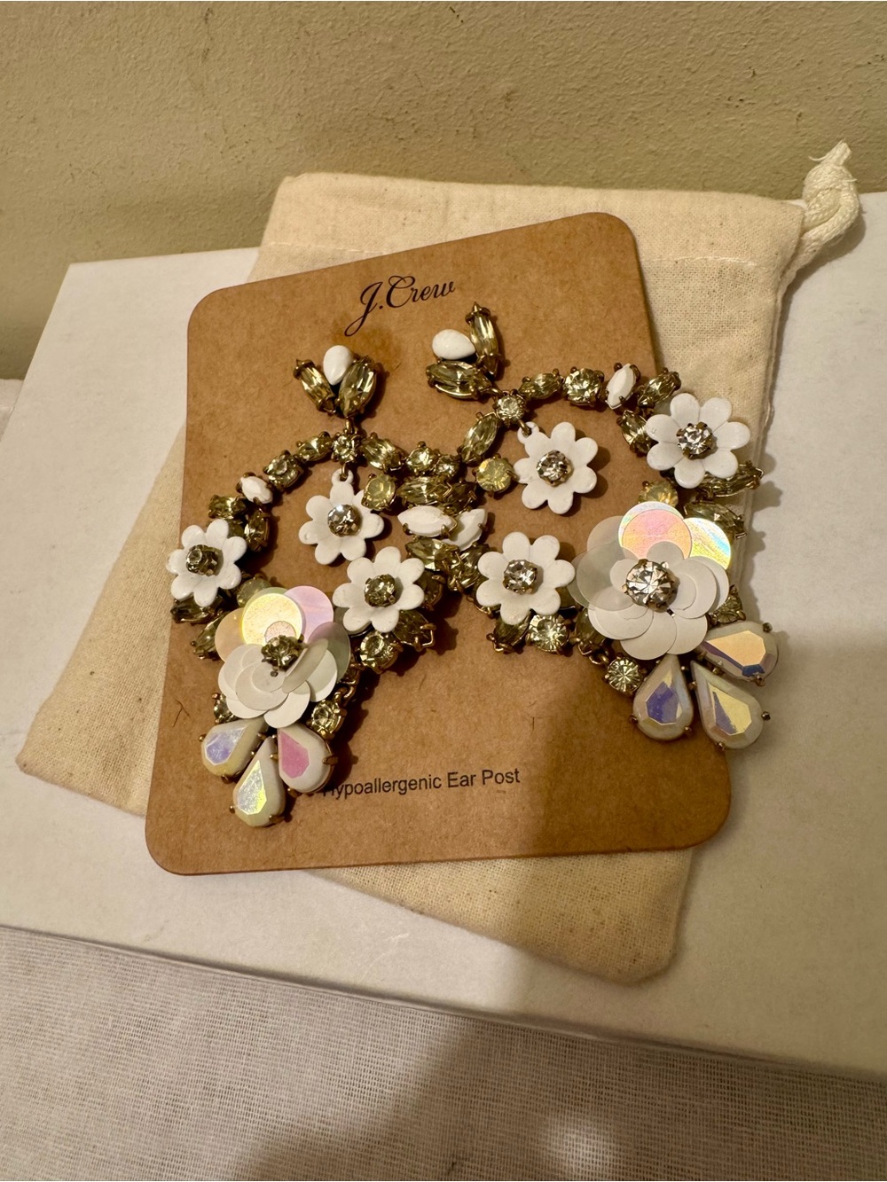 NWT Rare Vintage J.Crew White Garden Wreath Statement Earrings K3680 - Picture 11 of 15